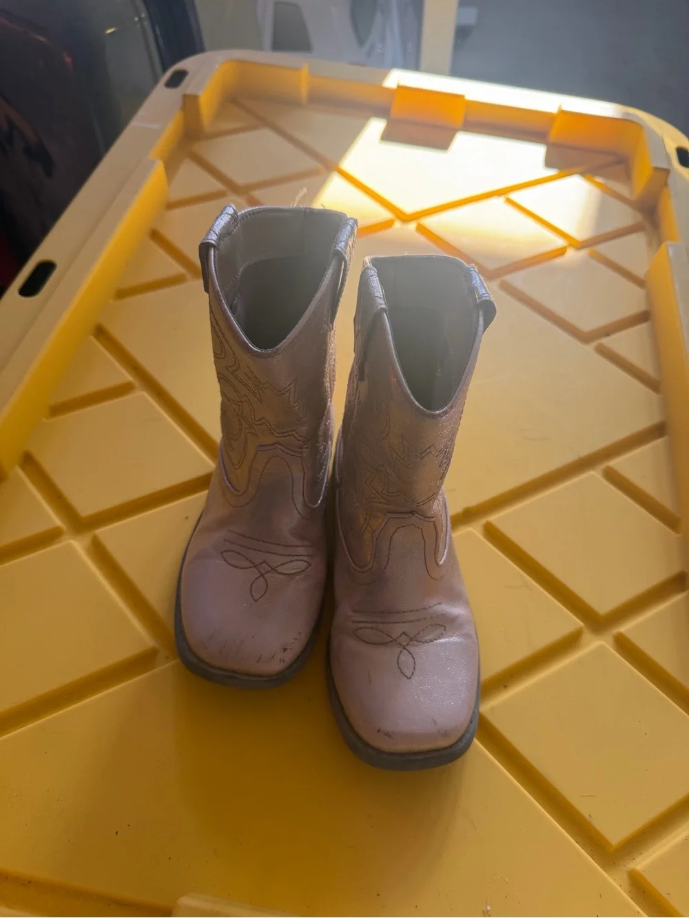 Denim and metallic pink Cowboy Ankle Boots girls fun festival bohemian comfy